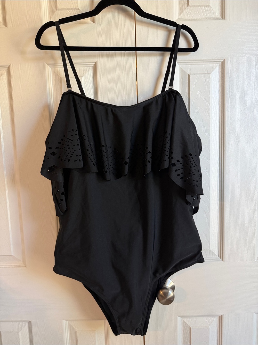 Black Ruffle One-Piece Swimsuit 4XL